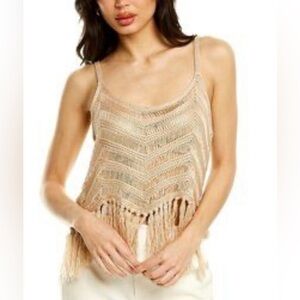 NWOT 525 America Taupe Fringe Top